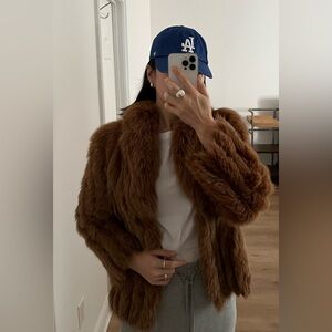 Authentic Silver Blu brand for fur coat - brown with light brown XS-S